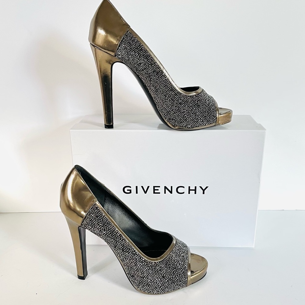 Givenchy metallic green gold gray heels size 37.5 - Picture 2 of 13